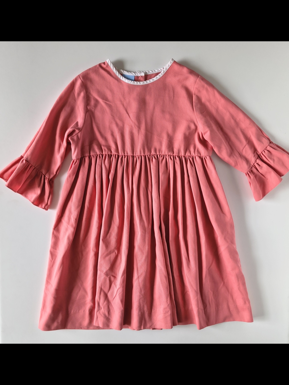Bella Bliss Girls A-Line Melon Long Sleeve Ruffle Button Dress • SZ 10